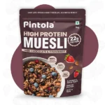 Pintola High Protein Muesli Dark Chocolate & Cranberry 1kg, 22g Protein, High Fibre, Trans Fat Free with Brown Sugar, Real Fruits, Muesli for Breakfast Food, Muselies Fruit Nuts and Seeds 1 kg